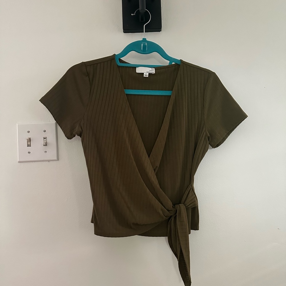 Nordstrom Forest Green Wrap Tee